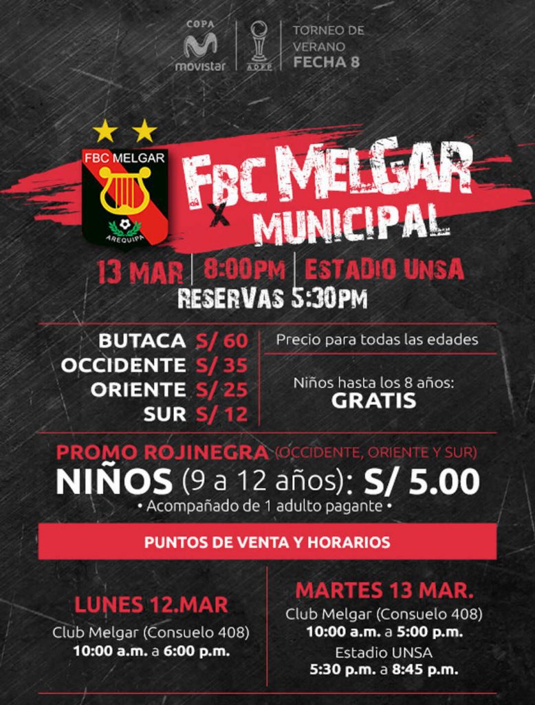 peru futbol arequipa fbc melgar 2018 - Venta de Entradas Melgar vs Municipal